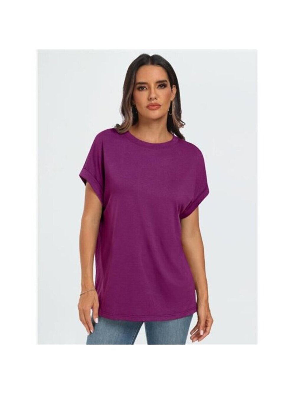 Womens Summer Tops Outfits Spring Casual Dressy T Shirts Workout Purple - Picture 2 of 6